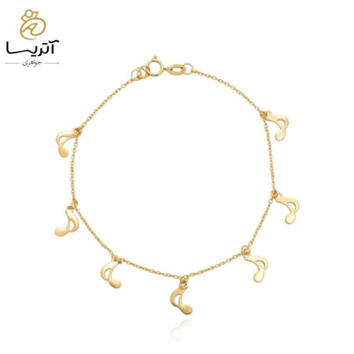 دستبند طلا زنجیری طرح نت موسیقی مناسب هدیه دستبند طلا زنجیری نت موسیقی طراحی ظریف و شیک مناسب برای علاقه مندان به موسیقی و زیورآلات لوکس