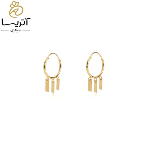 گوشواره طلا حلقه ای آویز زنانه با طراحی شیک و ظریف مناسب برای استفاده روزمره و مجالس کد go1486