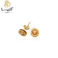 گوشواره طلا ورساچه با سنگ قرمز