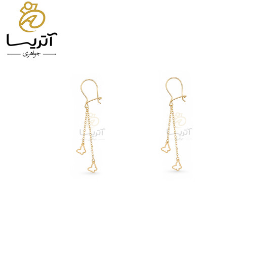 گوشواره طلا آویز پروانه go1609 خرید گوشواره طلا آویز پروانه