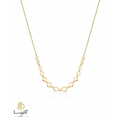 گردنبند طلا لوزی زنانه با طراحی شیک و مدرن مناسب برای مجالس و مهمانی ها درخشش خاصی به استایل شما می بخشد