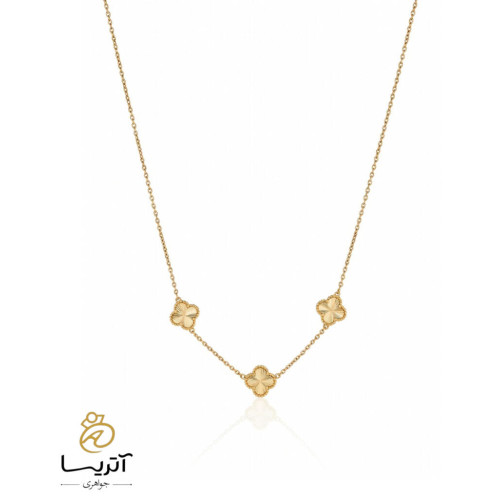 گردنبند طلا زنانه ونکلیف طرح سه گل مناسب استفاده روزمره و مجالس رسمی