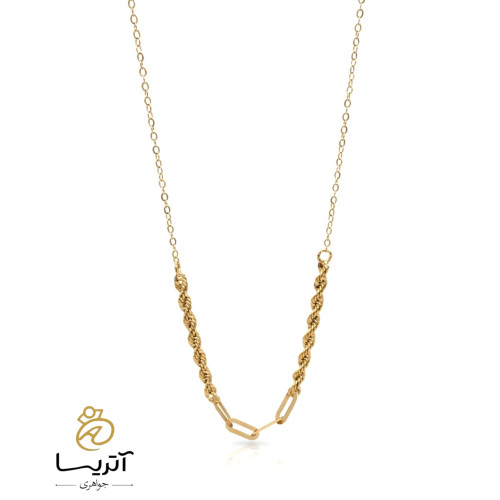 گردنبند طلا زنانه هرمس ترکیبی با طراحی شیک و مدرن مناسب برای مجالس و استفاده روزمره کد ga507