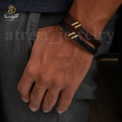 دستبند چرم مردانه طلا (dch129)