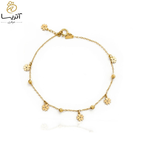 دستبند طلا زنانه گوی البرنادو و گل ظریف و شیک با طراحی منحصر به فرد مناسب هدیه تولد یا سالگرد