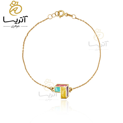 دستبند طلا طرح قلب کوبیسم ns581 خرید دستبند طلا طرح قلب کوبیسم
