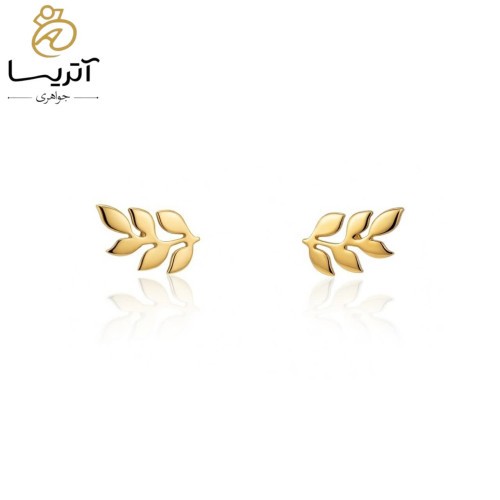 گوشواره طلا میخی طرح برگ زنانه براق مناسب استفاده روزمره و مهمانی مدل go984
