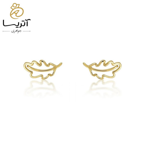گوشواره میخی طلا طرح برگ زنانه مناسب استایل روزمره و مجلسی کد ns503