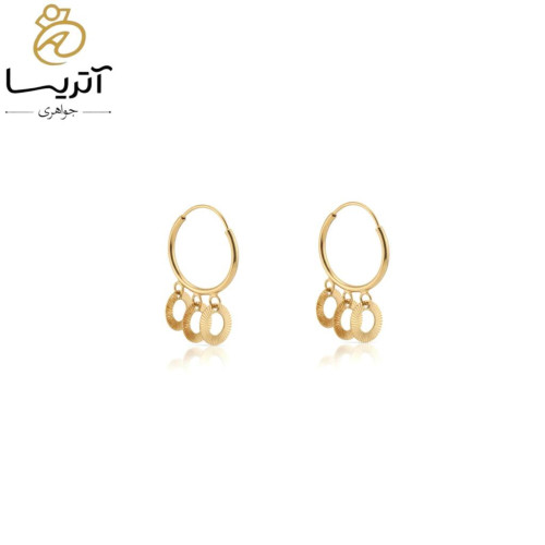 گوشواره طلا حلقه ای آویز تراش