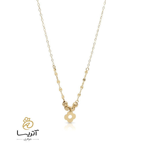 گردنبند طلا زنانه آویز گل زیبا مدل ترکیبی کد ga502 گردنبند طلا زنانه با طراحی ترکیبی آویز گل مناسب برای استفاده روزمره و مجالس مدل ga502