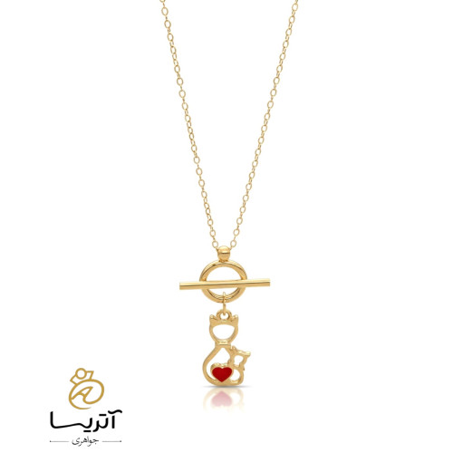 گردنبند طلا زنانه با آویز قفل تی طرح گربه مناسب استایل روزمره و مهمانی