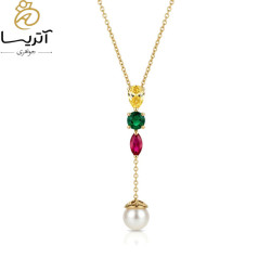 گردنبند طلا آویز سنگ و مروارید (ga527)