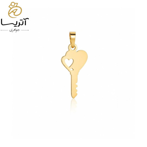 مدال طلا زنانه طرح کلید و قلب مناسب هدیه عاشقانه طراحی شیک و ظریف کد محصول pe783