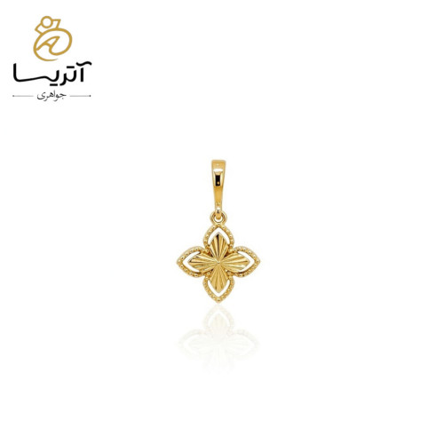 مدال طلا ونکلیف طرح ستاره چهارپر زنانه درخشان و شیک مناسب هدیه و استفاده روزمره