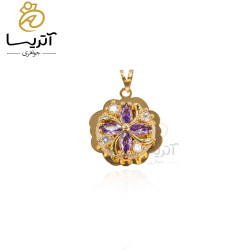 پلاک طلا طرح گل pe708 پلاک طلا طرح گل pe708