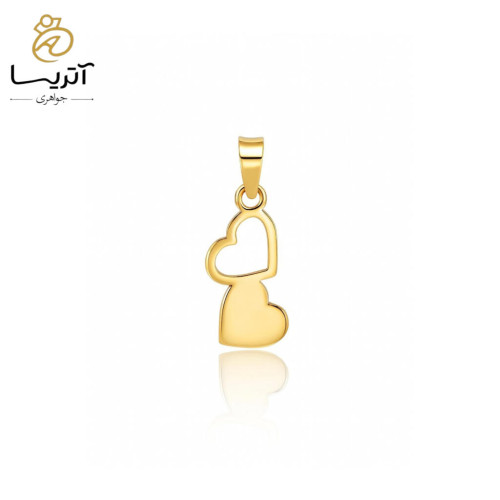 مدال طلا دوقلب زنانه با طراحی شیک و جذاب pe918 مدال طلا دوقلب زنانه شیک و براق مناسب هدیه ولنتاین طراحی زیبا با سنگهای زینتی