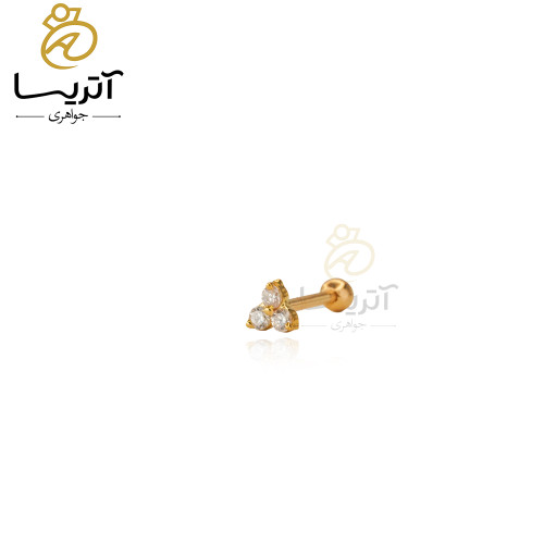 خرید پیرسینگ طلا شکوفه نگینی
