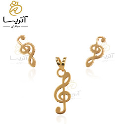 نیم ست طلا طرح نت موسیقی (کلید سل)