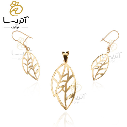 خرید نیم ست طلا طرح برگ فانتزی